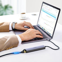 Заредете изображение във визуализатора на галерията – Ugreen multifunctional adapter HUB USB Type C - 3 x USB / Ethernet RJ-45 / USB Type C PD gray (CM475) - TopMag
