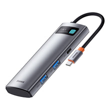 Заредете изображение във визуализатора на галерията – Baseus Metal Gleam Series multifunctional HUB USB 7in1 Type C HDMI TF PD card reader gray (WKWG020113) - TopMag

