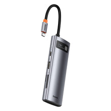 Заредете изображение във визуализатора на галерията – Baseus Metal Gleam Series multifunctional HUB USB 7in1 Type C HDMI TF PD card reader gray (WKWG020113) - TopMag
