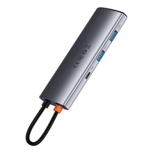 Заредете изображение във визуализатора на галерията – Baseus Metal Gleam Series multifunctional HUB USB 7in1 Type C HDMI TF PD card reader gray (WKWG020113) - TopMag
