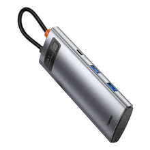 Заредете изображение във визуализатора на галерията – Baseus Metal Gleam Series multifunctional HUB USB 7in1 Type C HDMI TF PD card reader gray (WKWG020113) - TopMag
