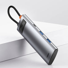 Заредете изображение във визуализатора на галерията – Baseus Metal Gleam Series multifunctional HUB USB 7in1 Type C HDMI TF PD card reader gray (WKWG020113) - TopMag
