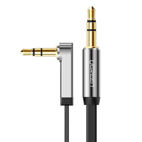 Ugreen flat angled cable AUX audio cable 3.5 mm mini jack 0.5 m black (AV119 10596)