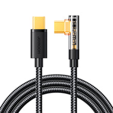 Заредете изображение във визуализатора на галерията – Joyroom USB C cable angled - USB C for fast charging and data transfer 100W 1.2 m black (S-CC100A6)
