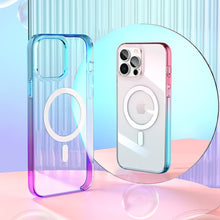 Заредете изображение във визуализатора на галерията – Kingxbar PQY Gradient Series Magnetic Case for iPhone 13 Pro Cover Violet Blue Cover (MagSafe Compatible) - TopMag
