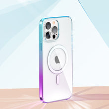 Заредете изображение във визуализатора на галерията – Kingxbar PQY Gradient Series Magnetic Case for iPhone 13 Pro Cover Blue / Pink Cover (MagSafe Compatible) - TopMag

