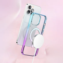 Заредете изображение във визуализатора на галерията – Kingxbar PQY Gradient Series Magnetic Case for iPhone 13 Cover Blue / Pink Cover (MagSafe Compatible) - TopMag
