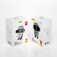 Заредете изображение във визуализатора на галерията – Dudao car holder with built-in Qi wireless charger 15W gray (F20xs) - TopMag
