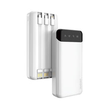 Заредете изображение във визуализатора на галерията – Dudao capacious powerbank with 3 built-in cables 20000mAh USB Type C + micro USB + Lightning white (Dudao K6Pro +) - TopMag
