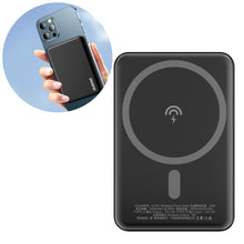 Заредете изображение във визуализатора на галерията – Dudao Wireless Powerbank MagSafe 5000mAh Black (K14S) - TopMag

