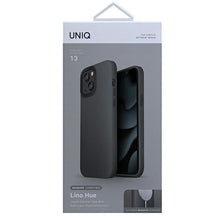 Заредете изображение във визуализатора на галерията – UNIQ etui Lino Hue iPhone 13 6,1" szary/charcoal grey MagSafe - TopMag
