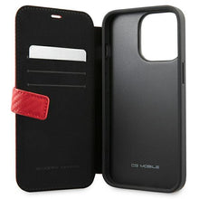 Заредете изображение във визуализатора на галерията – Ferrari FESAXFLBKP13LRE iPhone 13 Pro / 13 6,1" czerwony/red book On Track Carbon Stripe - TopMag
