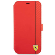 Заредете изображение във визуализатора на галерията – Ferrari FESAXFLBKP13SRE iPhone 13 mini 5,4" czerwony/red book On Track Carbon Stripe - TopMag
