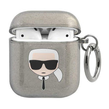 Заредете изображение във визуализатора на галерията – Karl Lagerfeld KLA2UKHGK AirPods cover czarny/black Glitter Karl`s Head - TopMag
