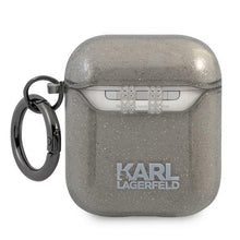 Заредете изображение във визуализатора на галерията – Karl Lagerfeld KLA2UKHGK AirPods cover czarny/black Glitter Karl`s Head - TopMag
