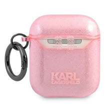 Заредете изображение във визуализатора на галерията – Karl Lagerfeld KLA2UKHGP AirPods cover różowy/pink Glitter Karl`s Head - TopMag
