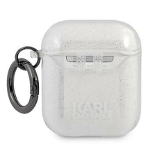 Заредете изображение във визуализатора на галерията – Karl Lagerfeld KLA2UKHGS AirPods cover srebrny/silver Glitter Karl`s Head - TopMag

