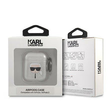 Заредете изображение във визуализатора на галерията – Karl Lagerfeld KLA2UKHGS AirPods cover srebrny/silver Glitter Karl`s Head - TopMag
