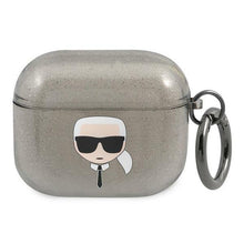 Заредете изображение във визуализатора на галерията – Karl Lagerfeld KLA3UKHGK AirPods 3 cover czarny/black Glitter Karl`s Head - TopMag
