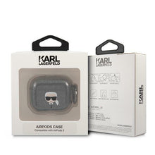 Заредете изображение във визуализатора на галерията – Karl Lagerfeld KLA3UKHGK AirPods 3 cover czarny/black Glitter Karl`s Head - TopMag
