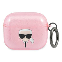 Заредете изображение във визуализатора на галерията – Karl Lagerfeld KLA3UKHGP AirPods 3 cover różowy/pink Glitter Karl`s Head - TopMag
