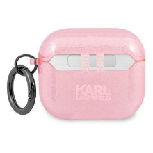 Заредете изображение във визуализатора на галерията – Karl Lagerfeld KLA3UKHGP AirPods 3 cover różowy/pink Glitter Karl`s Head - TopMag
