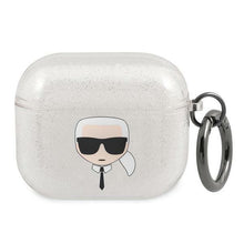 Заредете изображение във визуализатора на галерията – Karl Lagerfeld KLA3UKHGS AirPods 3 cover srebrny/silver Glitter Karl`s Head - TopMag
