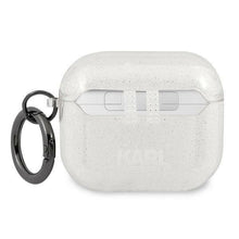 Заредете изображение във визуализатора на галерията – Karl Lagerfeld KLA3UKHGS AirPods 3 cover srebrny/silver Glitter Karl`s Head - TopMag
