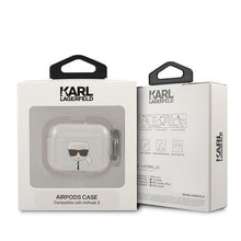 Заредете изображение във визуализатора на галерията – Karl Lagerfeld KLA3UKHGS AirPods 3 cover srebrny/silver Glitter Karl`s Head - TopMag
