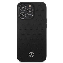 Заредете изображение във визуализатора на галерията – Mercedes MEHCP13LPSQBK iPhone 13 Pro / 13 6,1" czarny/black hardcase Leather Stars Pattern - TopMag
