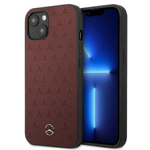Заредете изображение във визуализатора на галерията – Mercedes MEHCP13SPSQRE iPhone 13 mini 5,4" czerwony/red hardcase Leather Stars Pattern - TopMag
