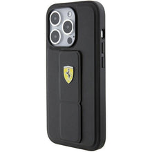Заредете изображение във визуализатора на галерията – Ferrari Grip Stand Metal Logo case for iPhone 15 Pro - black
