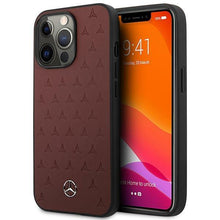 Заредете изображение във визуализатора на галерията – Mercedes MEHCP13XPSQRE iPhone 13 Pro Max 6,7" czerwony/red hardcase Leather Stars Pattern - TopMag
