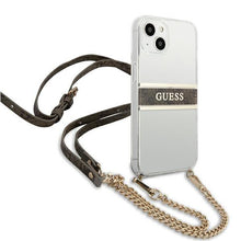 Заредете изображение във визуализатора на галерията – Guess GUHCP13SKC4GBGO iPhone 13 mini 5,4" Transparent hardcase 4G Brown Strap Gold Chain - TopMag
