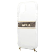 Заредете изображение във визуализатора на галерията – Guess GUHCP13SKC4GBGO iPhone 13 mini 5,4" Transparent hardcase 4G Brown Strap Gold Chain - TopMag

