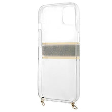 Заредете изображение във визуализатора на галерията – Guess GUHCP13SKC4GBGO iPhone 13 mini 5,4" Transparent hardcase 4G Brown Strap Gold Chain - TopMag
