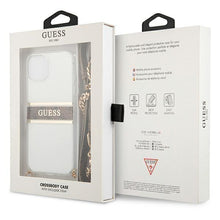 Заредете изображение във визуализатора на галерията – Guess GUHCP13SKC4GBGO iPhone 13 mini 5,4" Transparent hardcase 4G Brown Strap Gold Chain - TopMag
