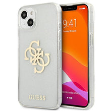 Заредете изображение във визуализатора на галерията – Guess GUHCP13SPCUGL4GTR iPhone 13 mini 5,4" transparent hard case Glitter 4G Big Logo - TopMag
