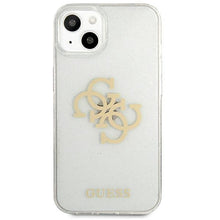Заредете изображение във визуализатора на галерията – Guess GUHCP13SPCUGL4GTR iPhone 13 mini 5,4" transparent hard case Glitter 4G Big Logo - TopMag
