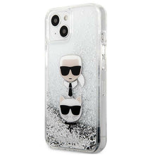 Заредете изображение във визуализатора на галерията – Karl Lagerfeld KLHCP13SKICGLS iPhone 13 mini 5,4" srebrny/silver hardcase Liquid Glitter Karl&amp;Choupette Head - TopMag
