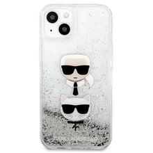 Заредете изображение във визуализатора на галерията – Karl Lagerfeld KLHCP13SKICGLS iPhone 13 mini 5,4" srebrny/silver hardcase Liquid Glitter Karl&amp;Choupette Head - TopMag
