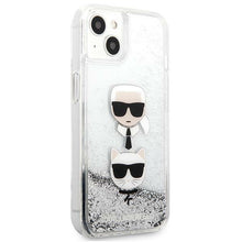 Заредете изображение във визуализатора на галерията – Karl Lagerfeld KLHCP13SKICGLS iPhone 13 mini 5,4" srebrny/silver hardcase Liquid Glitter Karl&amp;Choupette Head - TopMag
