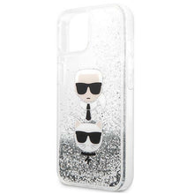 Заредете изображение във визуализатора на галерията – Karl Lagerfeld KLHCP13SKICGLS iPhone 13 mini 5,4" srebrny/silver hardcase Liquid Glitter Karl&amp;Choupette Head - TopMag

