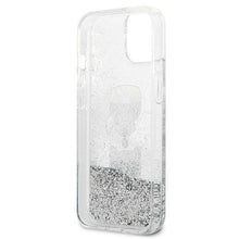 Заредете изображение във визуализатора на галерията – Karl Lagerfeld KLHCP13SKICGLS iPhone 13 mini 5,4" srebrny/silver hardcase Liquid Glitter Karl&amp;Choupette Head - TopMag
