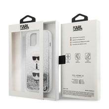 Заредете изображение във визуализатора на галерията – Karl Lagerfeld KLHCP13SKICGLS iPhone 13 mini 5,4" srebrny/silver hardcase Liquid Glitter Karl&amp;Choupette Head - TopMag
