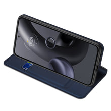 Заредете изображение във визуализатора на галерията – Dux Ducis Skin Pro case for Motorola Edge 30 Neo flip cover card wallet stand blue
