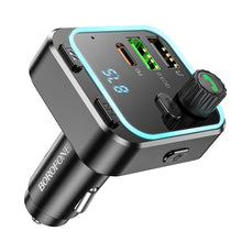 Заредете изображение във визуализатора на галерията – Borofone Transmitter FM BC53 Highway MP3, Bluetooth - 2xUSB + Type C - QC 3.0 18W PD 20W black
