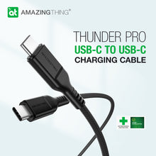 Заредете изображение във визуализатора на галерията – Amazing Thing Cable Thunder Pro CCC180MTHBK - Type C to Type C - PD 140W 5A 1,8 metres black
