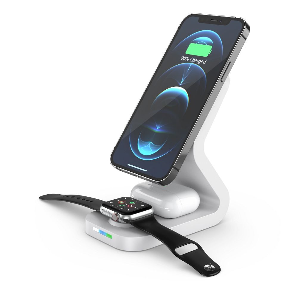 Wireless charger qi 3in1 15w b16 working with magsafe white - TopMag