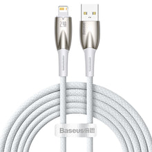 Заредете изображение във визуализатора на галерията – Baseus Glimmer Series cable with fast charging USB-A - Lightning 480Mb/s 2.4A 2m white
